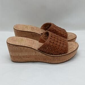 White Mountain Women's Wedge Heel Sandals Shoes Size 6M Brown Slip On Casual
